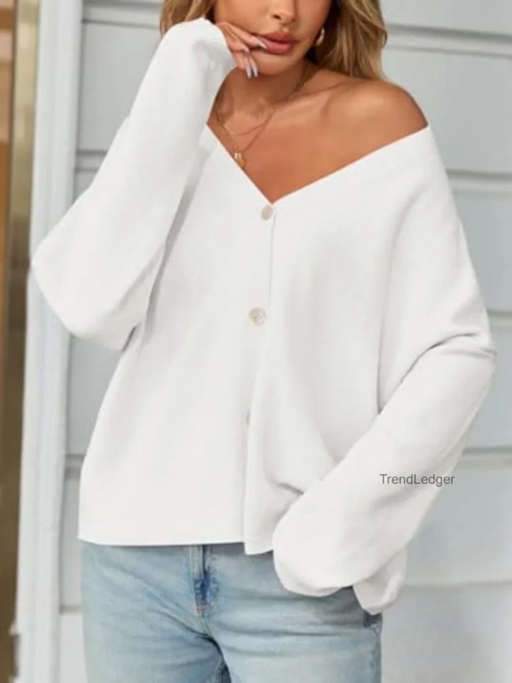 Womens Oversized Cardigan Sweaters Open Front Button Down V Neck Knit Winter